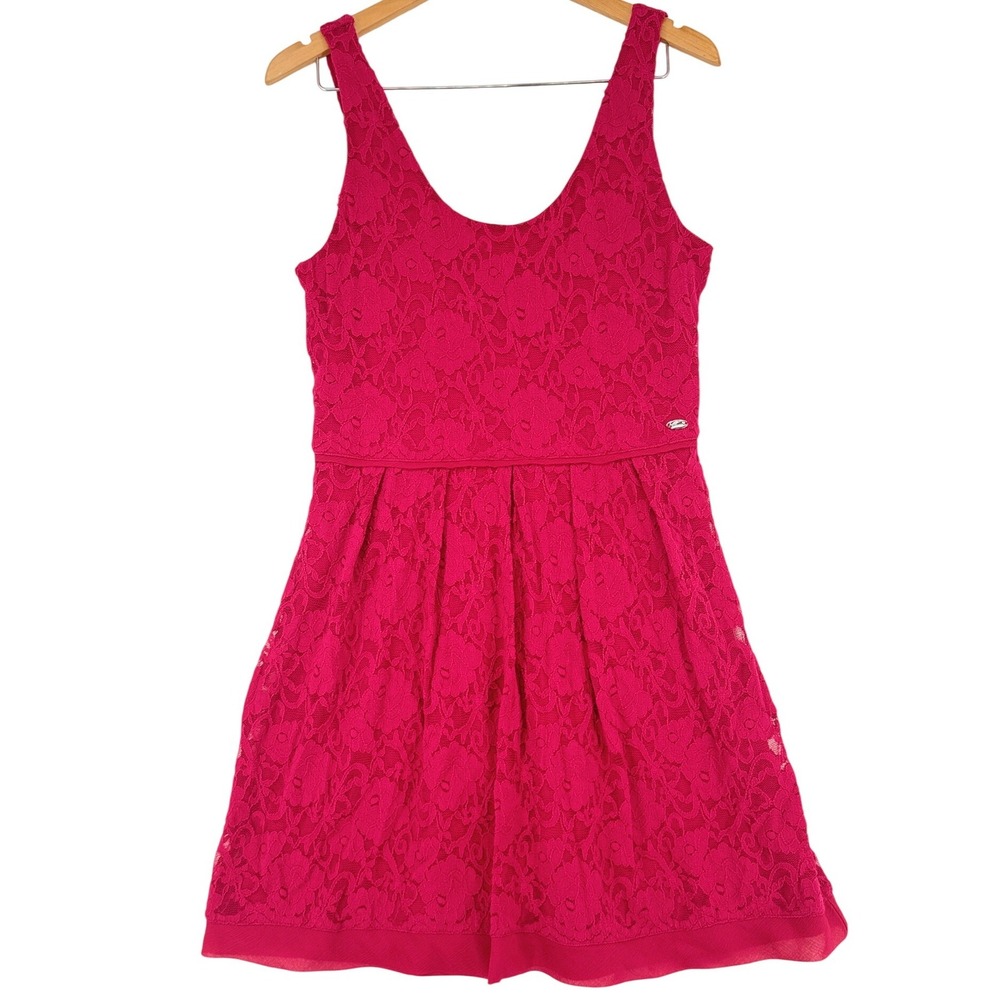 Guess Magenta Floral Lace Sleeveless‎ Fit and Flare Dress Size L Q51K00K3R60